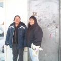 Two sisters at the feast. Right to left, Rosaline Campbell &amp; Rosemary Meekis.