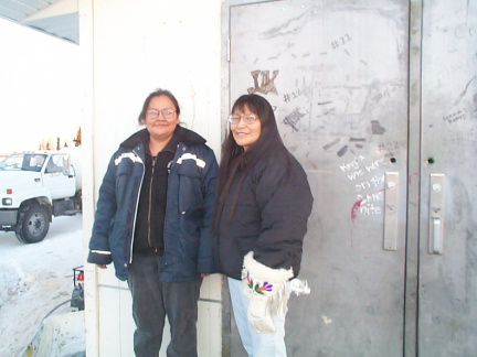 Two sisters at the feast. Right to left, Rosaline Campbell &amp; Rosemary Meekis.