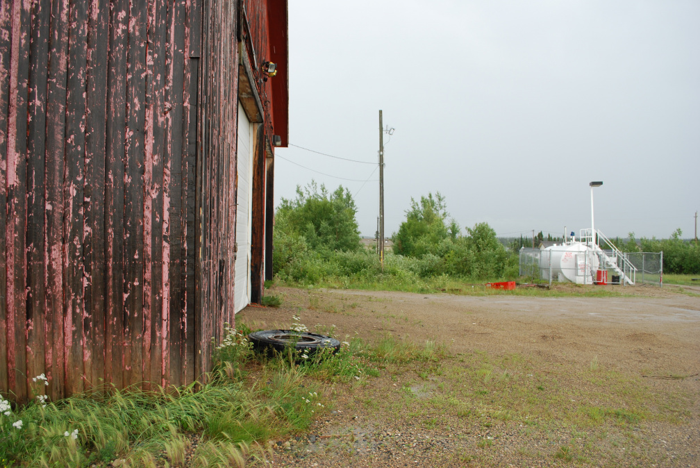 Hydro service pole on property