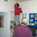 The installation of the cable modem at the Elementary School.