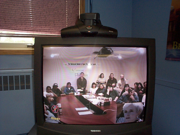 Keewaytinook Okimakanak offices in Balmertown and Sioux Lookout linked together (with the CBC television feed coming from Sioux