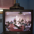 Keewaytinook Okimakanak offices in Balmertown and Sioux Lookout linked together (with the CBC television feed coming from Sioux