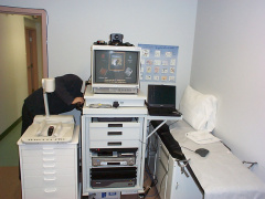 The new telehealth workstation in one of the exam rooms at the Keewaywin Nursing Station.