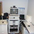 The new telehealth workstation in one of the exam rooms at the Keewaywin Nursing Station.