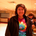 Orpah with her new tie-dye t-shirt.