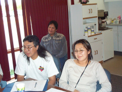 Ananius Sawanus (Deer Lake Health Director), Robert Thomas (Fort Severn Councillor - Health) &amp; Jordina Skunk (Fort Severn Te