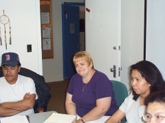 Jim Suggashie, Lynda Robertson (Zone Hospital Manager of NIHS) and Rita Wassaykeesic