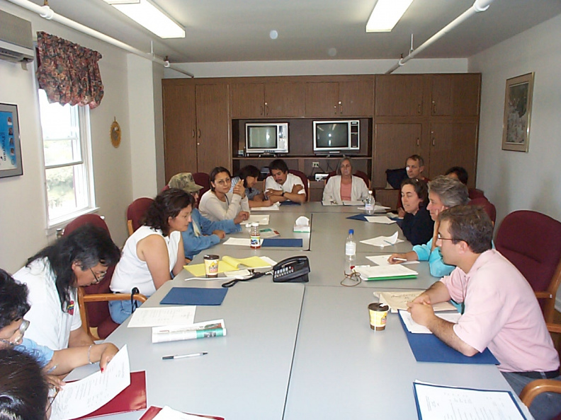 Meeting participants at the Zone Hospital Boardroom