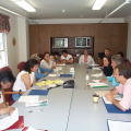 Meeting participants at the Zone Hospital Boardroom