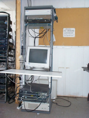 Network equipment rack installed by Blair Electronics.