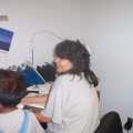 Here Is Kathleen checking up on a patient and on the left is Anita Kakegamic and Kyler Kakegamic