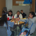 The ladies eating away on bannock, klik, and muffins. Tea, Juice and coffee was also served HMMM!!!