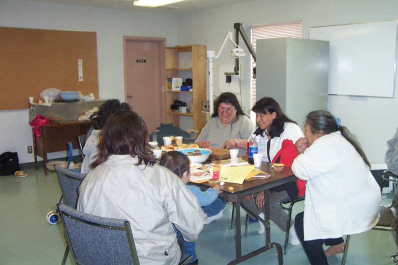 Another view of the ladies eating away