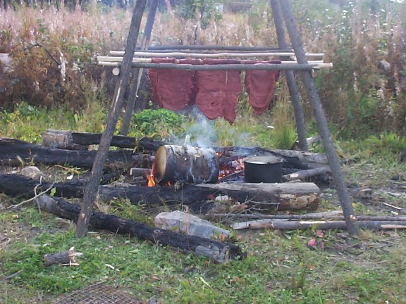 smoking moosemeat on the rack