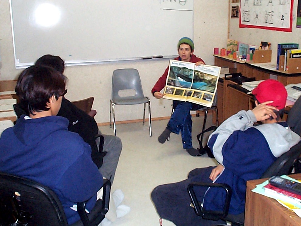 Photographer Lise Beaudry talks to the grade 9 studends about the art of photography.