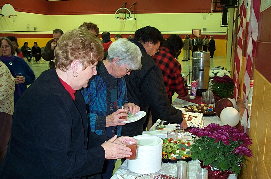 Some of the guests lining up for the goodies.